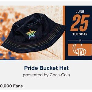 Houston Astros SGA Pride Night‎ Bucket Hat Giveaway Rainbow 6/25/2024 In Hand